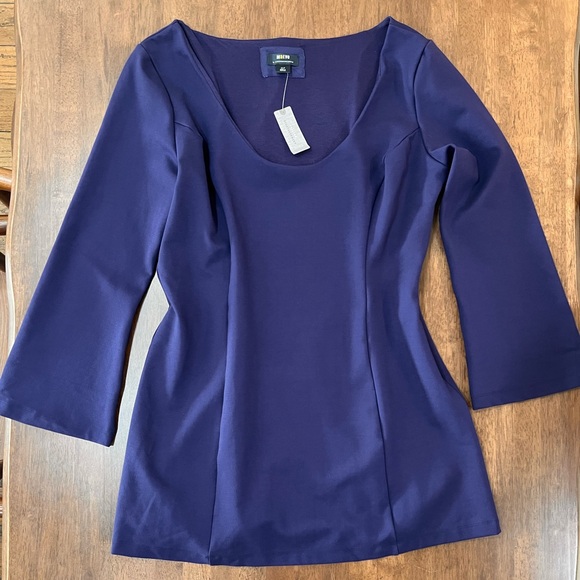 Maeve Long-Sleeve Scoop-Neck Mini Dress. Retro. Navy. Size XL Petite. NWT - Picture 4 of 10